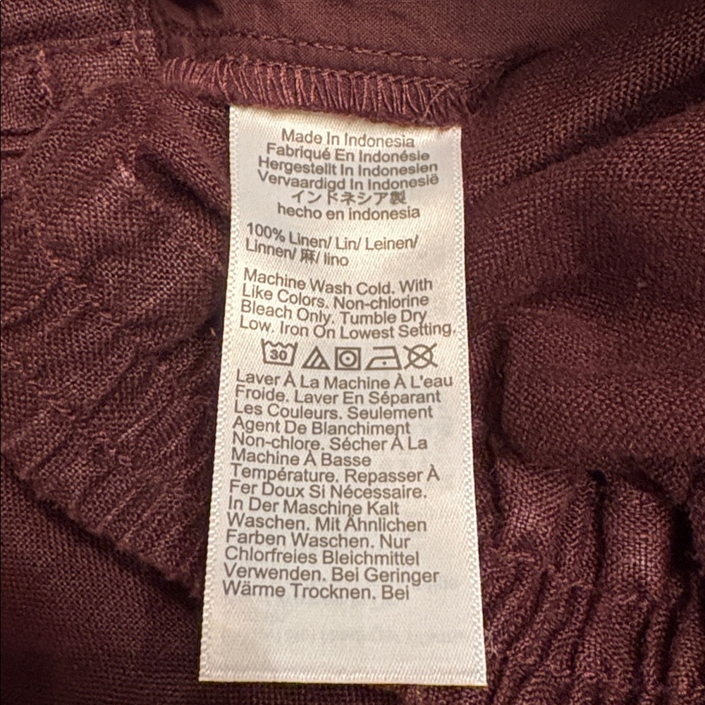 Madewell women’s The Easy Pull-On Pant 100% Linen brown Size M NWT - Picture 10 of 10